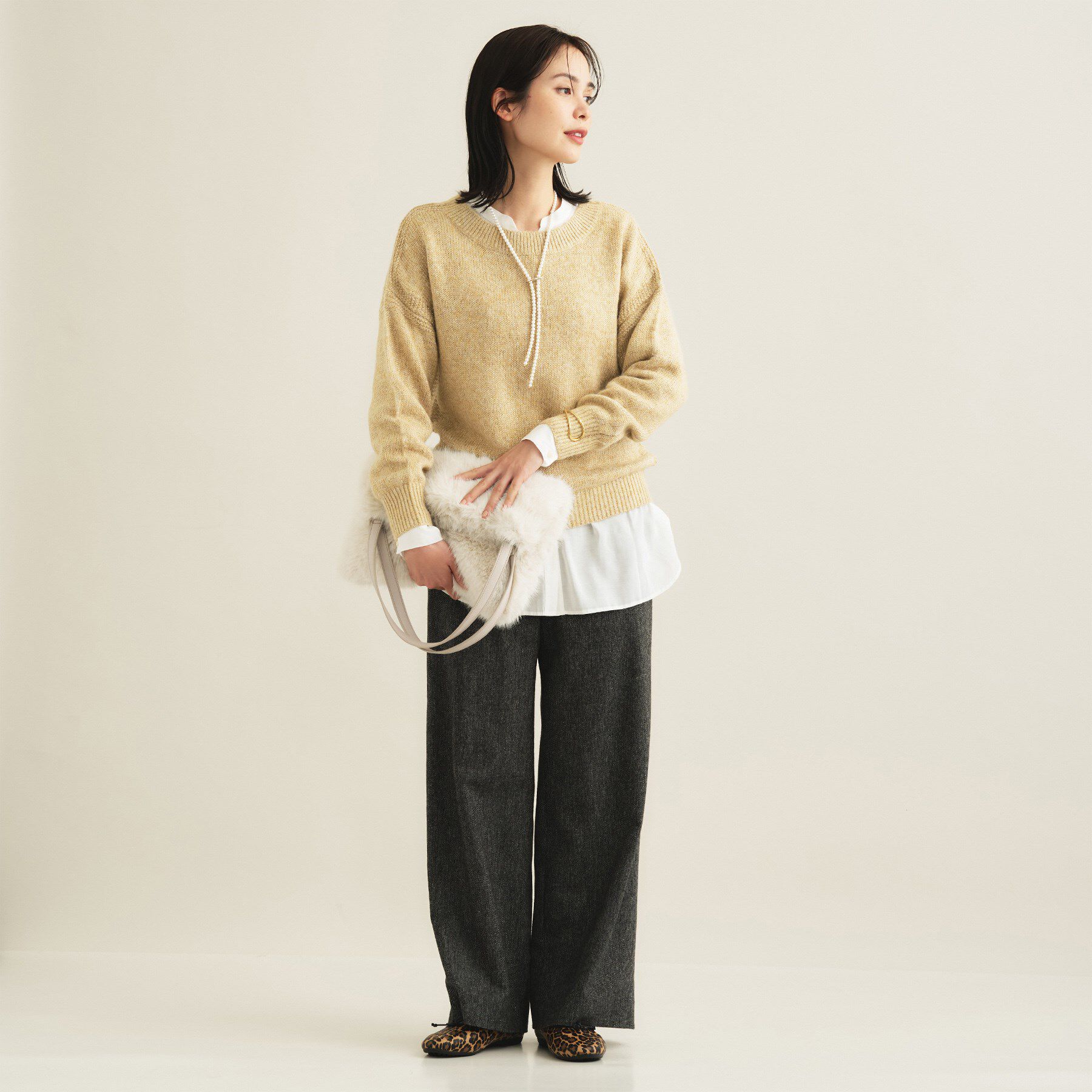 INDIVI「【大人ラメ】パフスリーブ ヘアリーニット」|ニット・セーター|