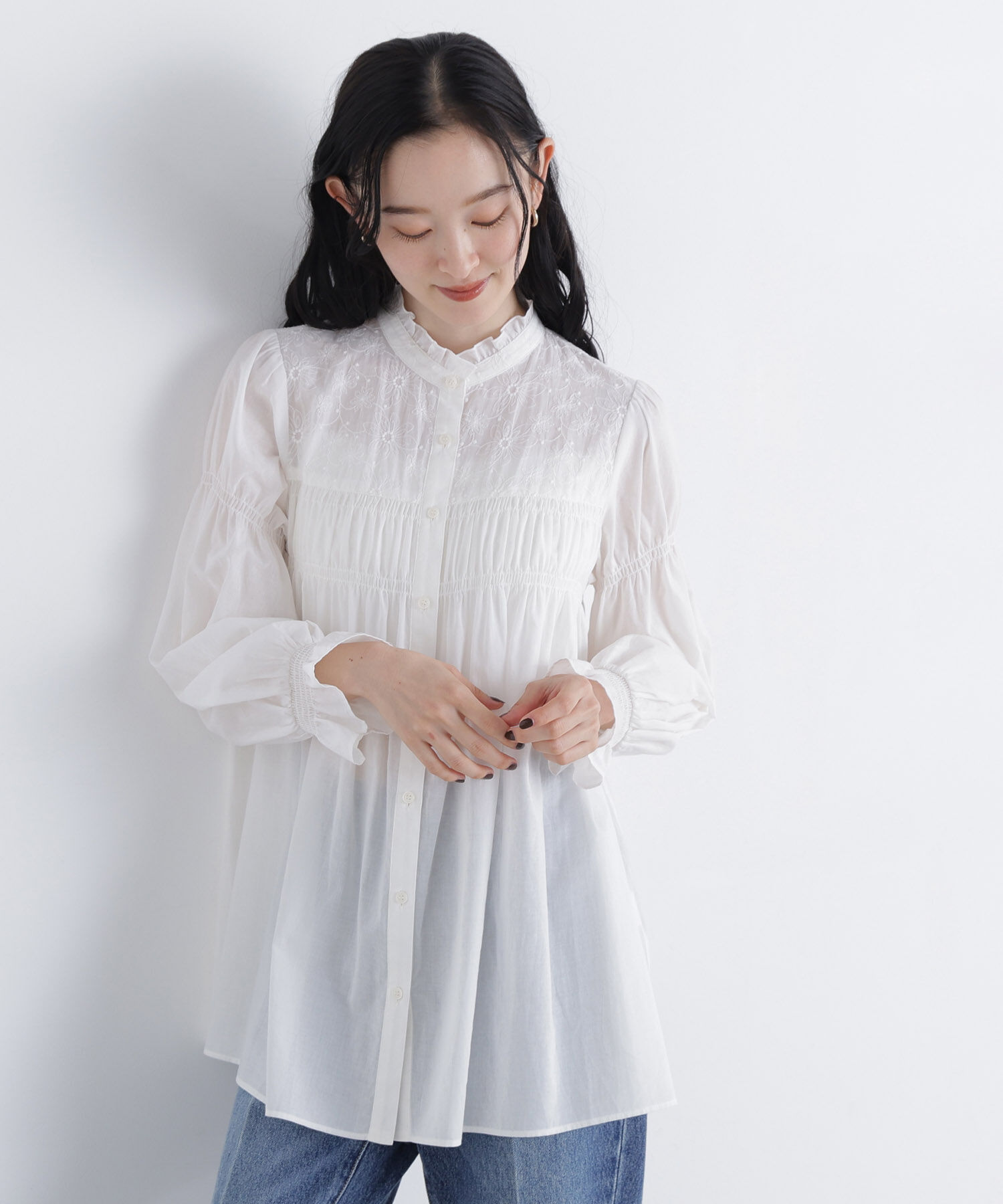  「〈N.〉刺繍切替シャーリングブラウス」|シャツ・ブラウス|