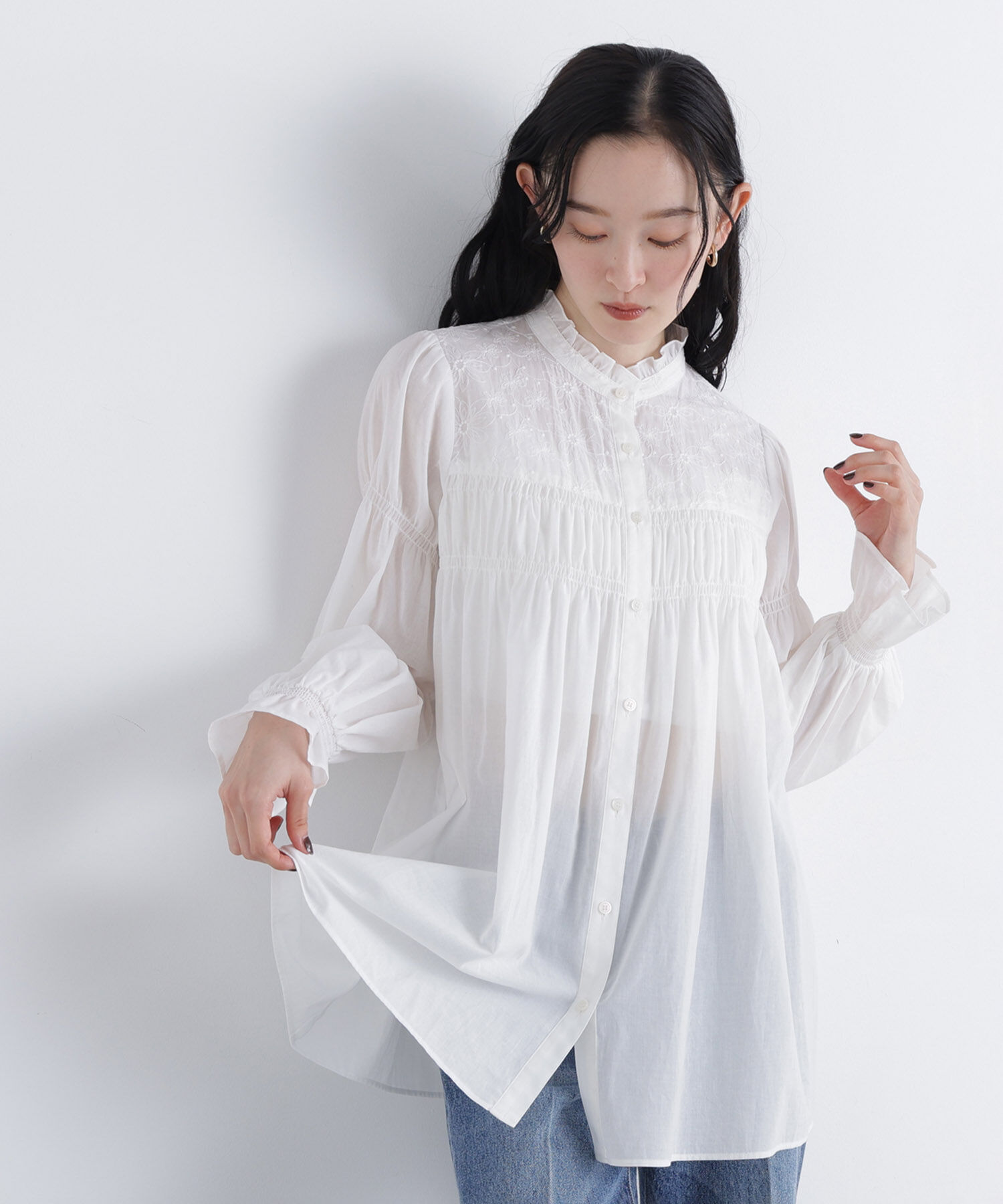  「〈N.〉刺繍切替シャーリングブラウス」|シャツ・ブラウス|