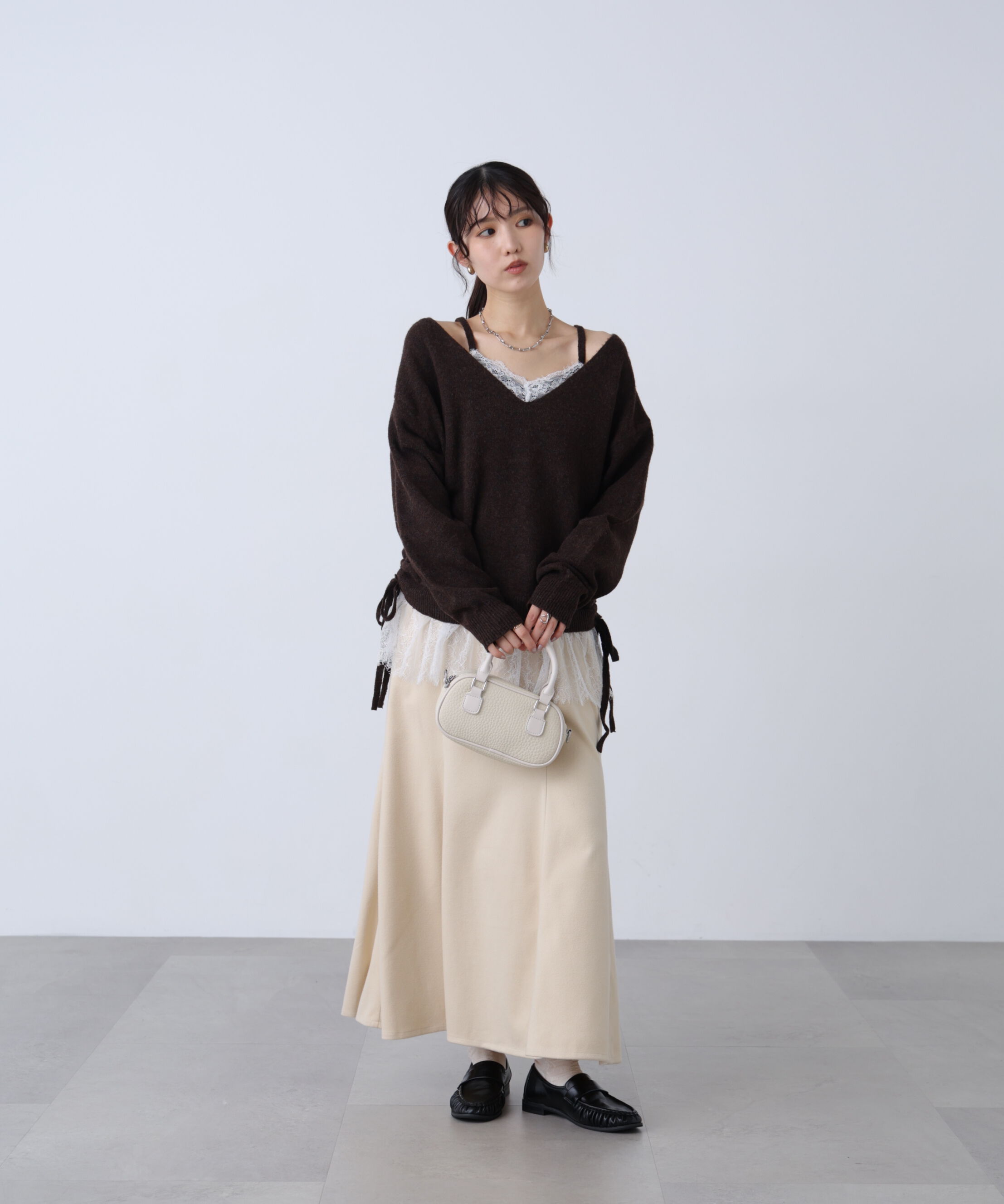  「起毛ストレッチパネル切替マーメイドスカート」|スカート|