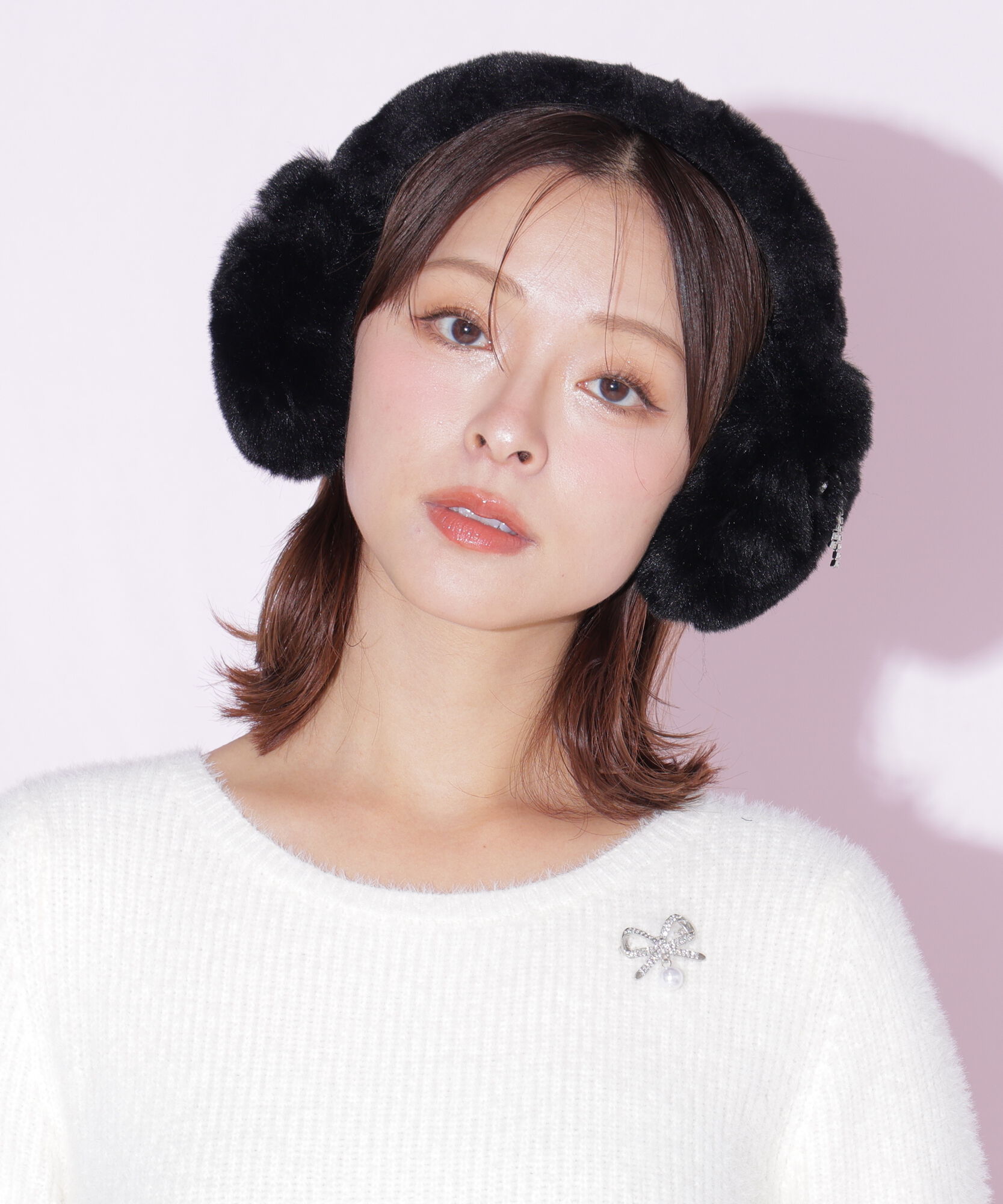  「ビジューリボンフェイクファーイヤーマフ」|その他|