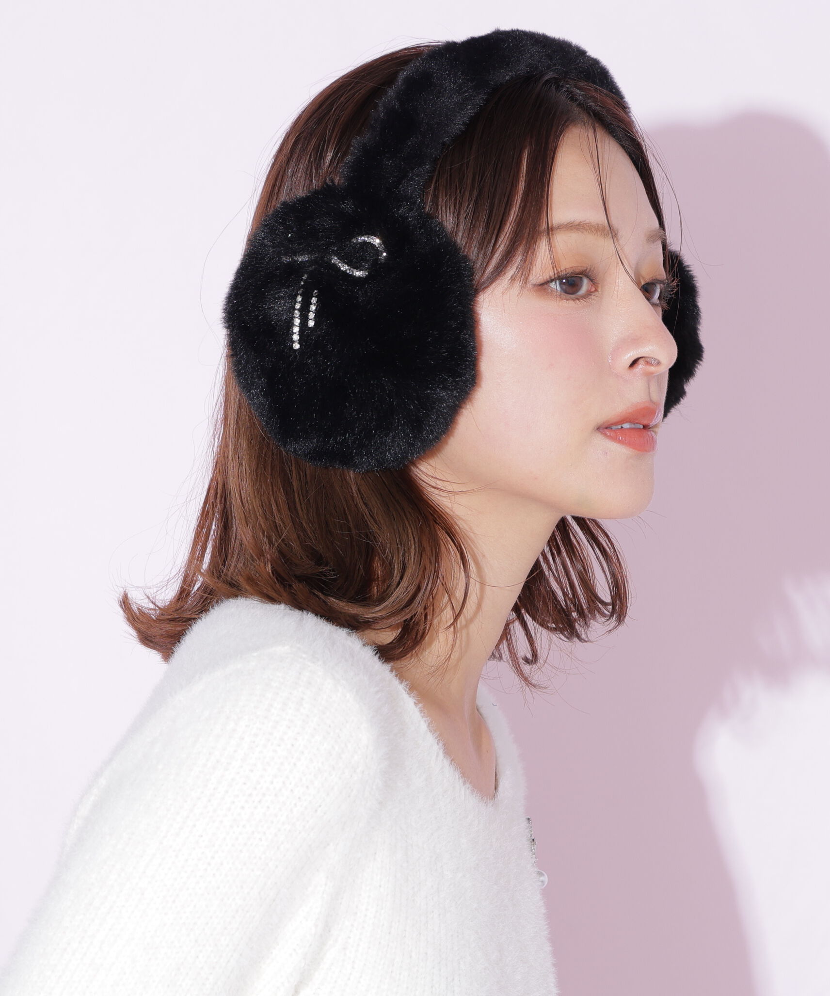  「ビジューリボンフェイクファーイヤーマフ」|その他|