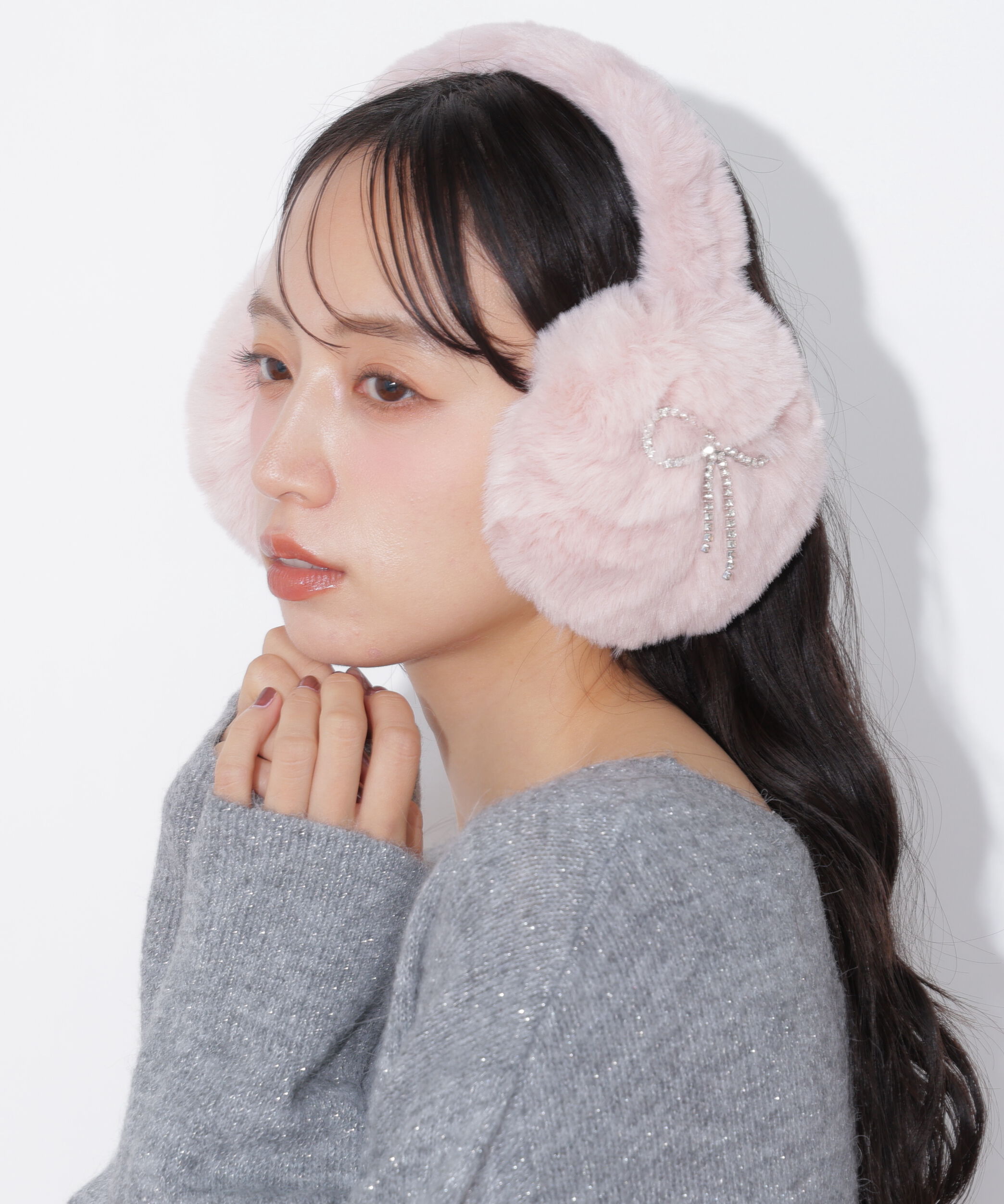  「ビジューリボンフェイクファーイヤーマフ」|その他|