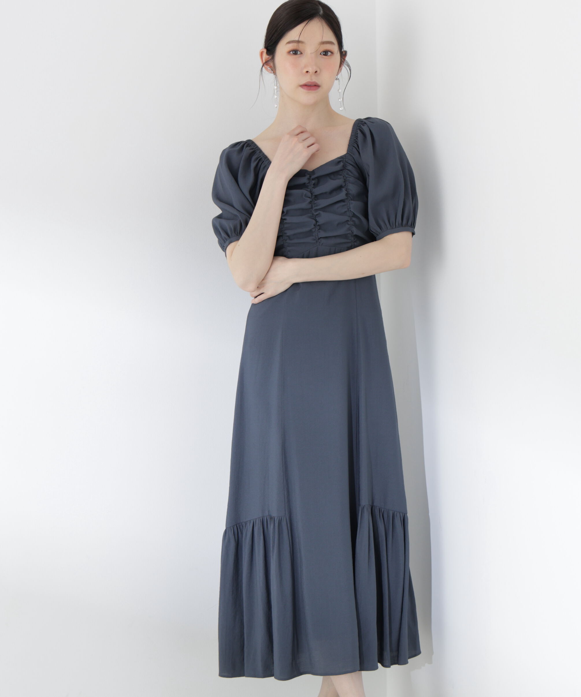 PROPORTION BODY DRESSING「フロントギャザーパフスリーブワンピース26SS」|ワンピース|