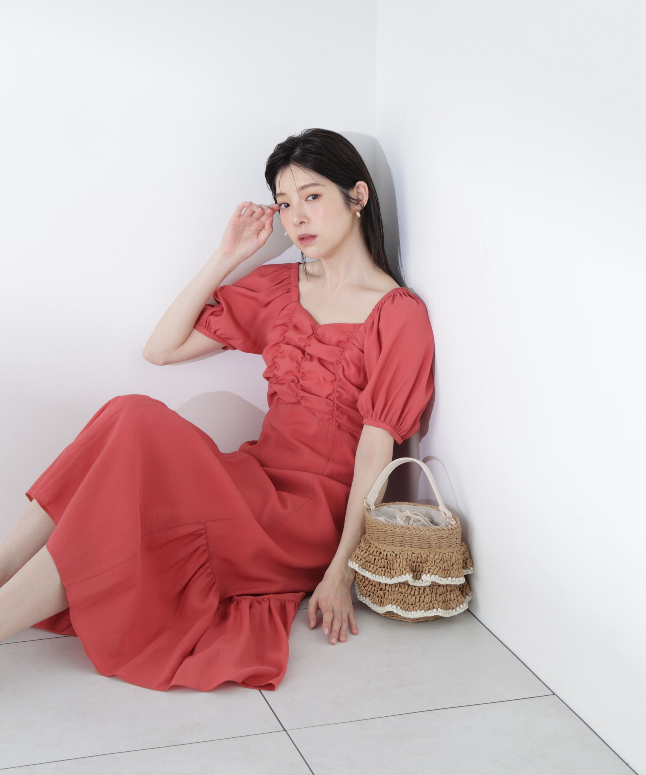 PROPORTION BODY DRESSING「フロントギャザーパフスリーブワンピース26SS」|ワンピース|