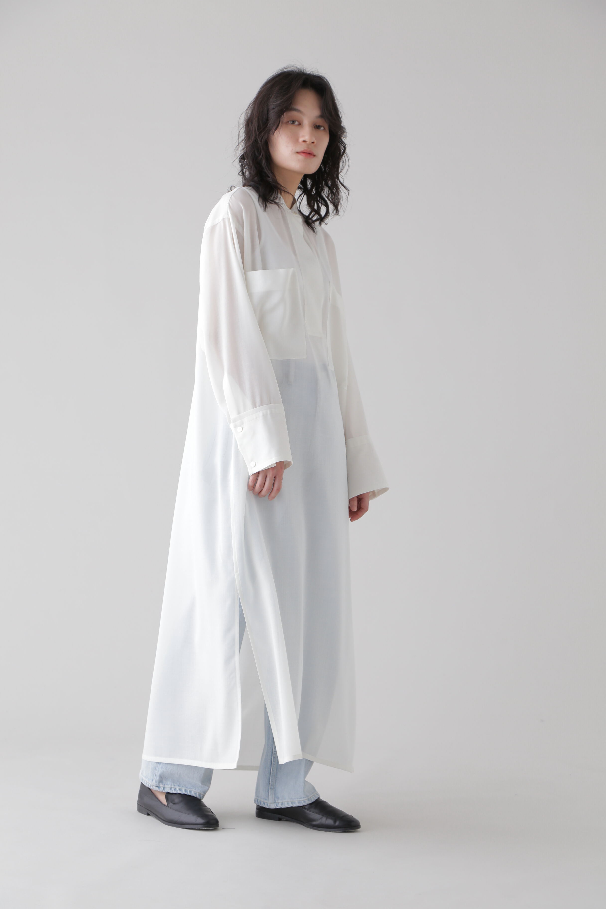 YLEVE 「YLEVE / WOOL ACETATE VOILE TUNIC OP」|ワンピース|ホワイト