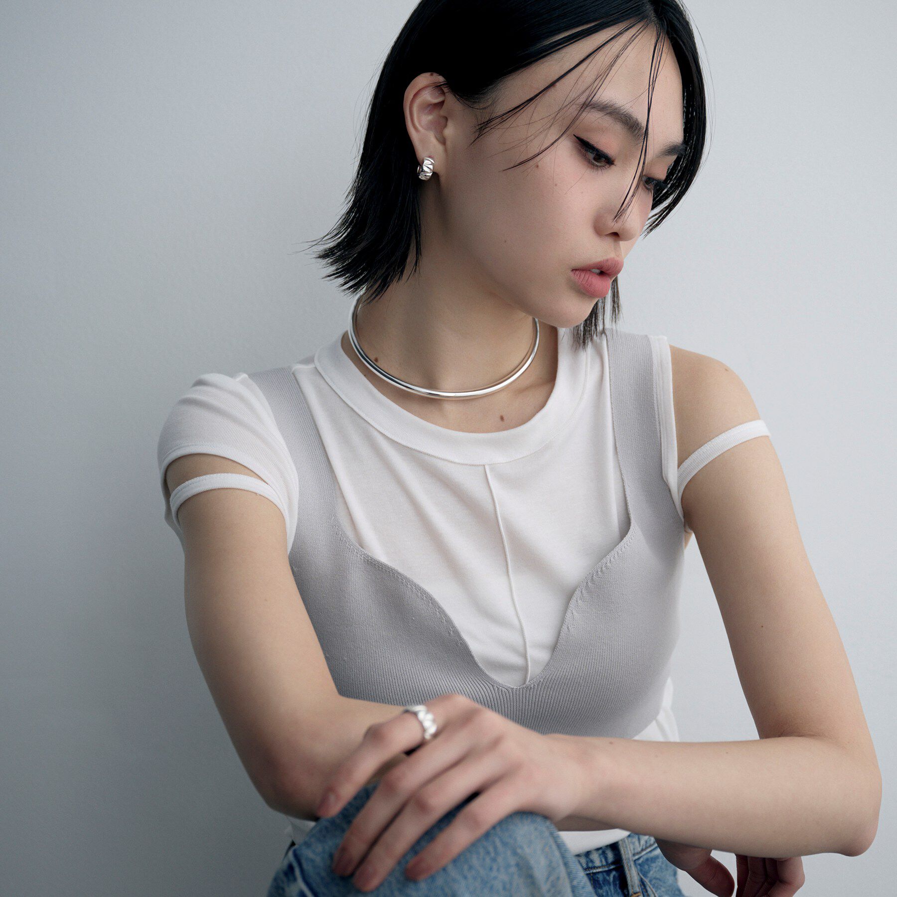 COCOSHNIK ONKITSCH「シルバー キルトフープピアス」|ピアス|