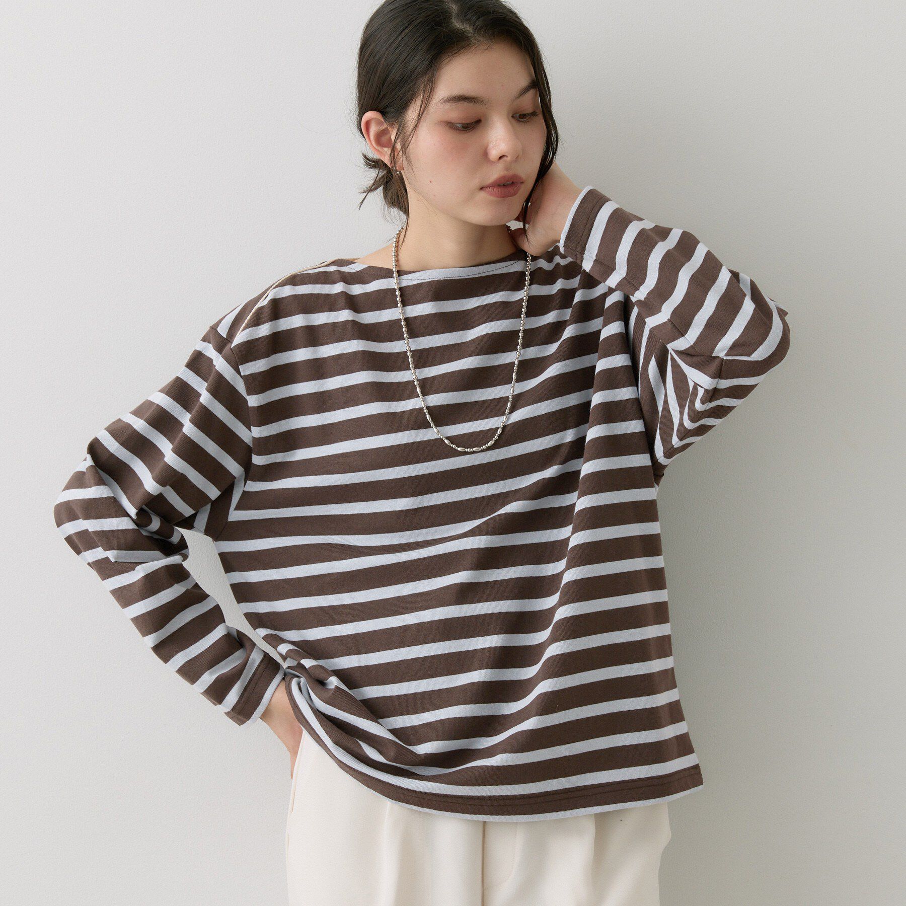 Dessin「【洗える】クルーネックボーダーカットソー」|Tシャツ・カットソー|