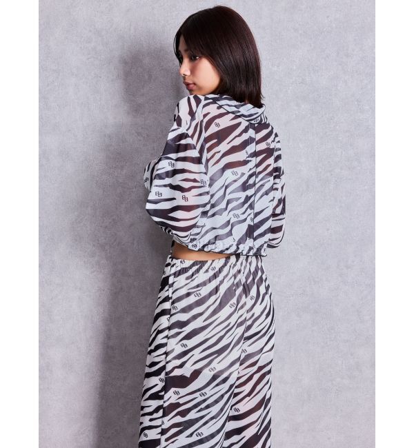 GYDA「GG ZEBRA SHEERリボンショートブラウス」|シャツ・ブラウス|
