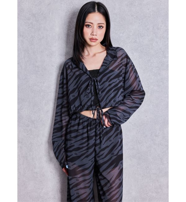GYDA「GG ZEBRA SHEERリボンショートブラウス」|シャツ・ブラウス|