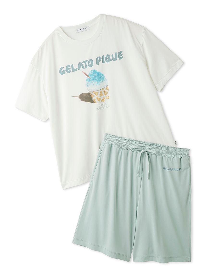 GELATO PIQUE HOMME「【HOMME】【MINT SORBET by HEIQ MINT】【接触冷感】夏祭りワンポイントTシャツ&ハーフパンツセット」|ルームウェア|OWHT