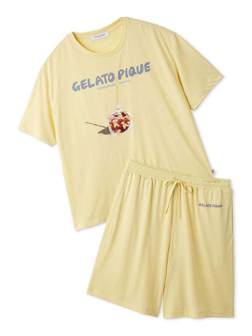 GELATO PIQUE HOMME「【HOMME】【MINT SORBET by HEIQ MINT】【接触冷感】夏祭りワンポイントTシャツ&ハーフパンツセット」|ルームウェア|