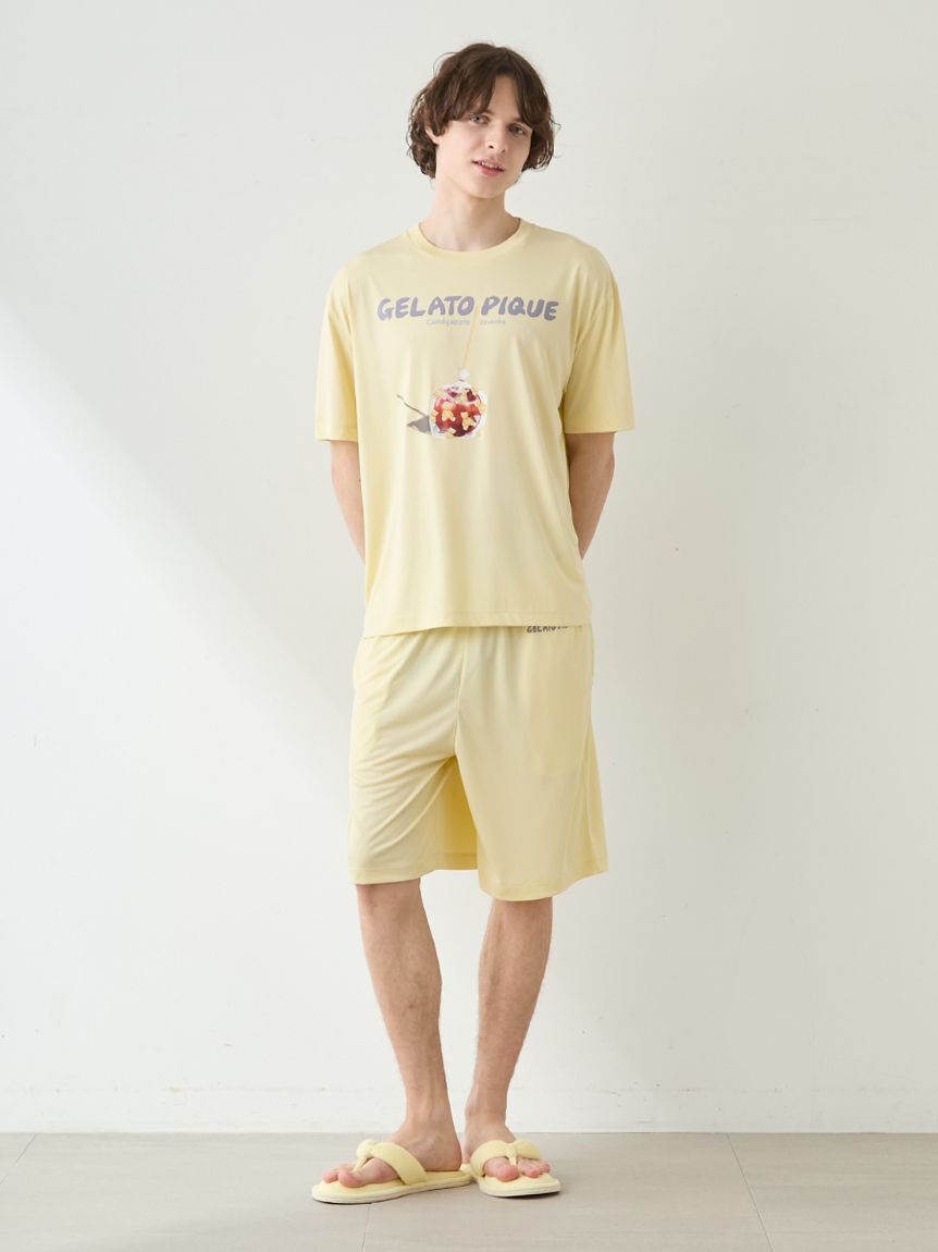 GELATO PIQUE HOMME「【HOMME】【MINT SORBET by HEIQ MINT】【接触冷感】夏祭りワンポイントTシャツ&ハーフパンツセット」|ルームウェア|