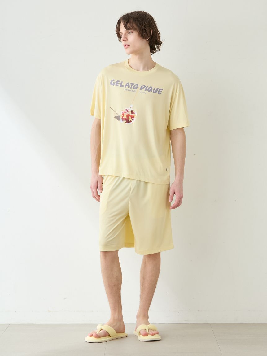 GELATO PIQUE HOMME「【HOMME】【MINT SORBET by HEIQ MINT】【接触冷感】夏祭りワンポイントTシャツ&ハーフパンツセット」|ルームウェア|