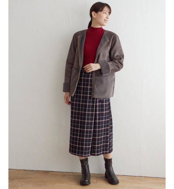 ikka「ファー切り替えジャケット」|その他|