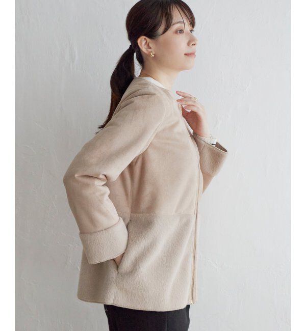 ikka「ファー切り替えジャケット」|その他|