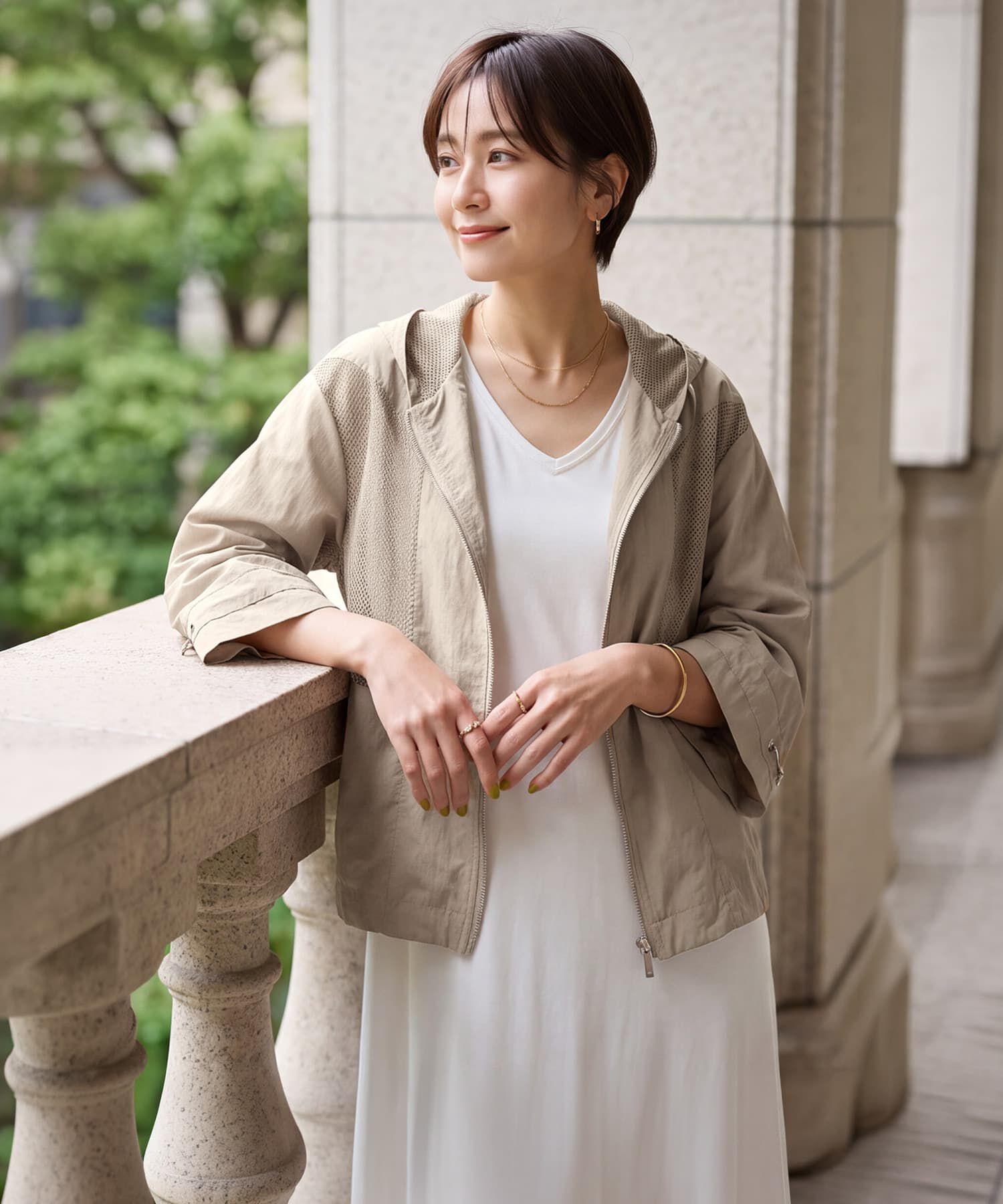 STYLE DELI「ブロッキングメッシュブルゾン」|その他|ベージュ