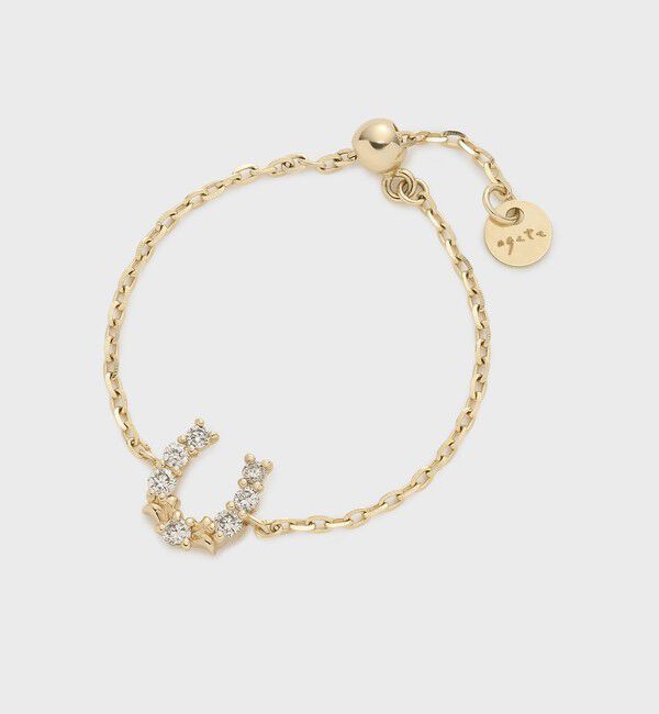 agete「K10ダイヤモンドチェーンリング（0.05ct）」|リング|ホワイト