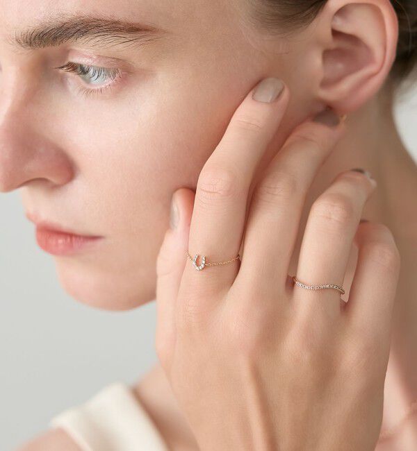 agete「K10ダイヤモンドチェーンリング（0.05ct）」|リング|