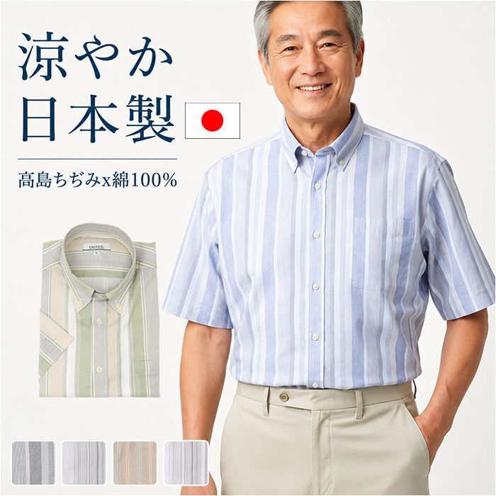 BACKYARD FAMILY「半袖シャツ メンズ ボタンダウン 通販 日本製 シャツ 高島ちぢみボタンダウン ブランド 紳士」|その他|