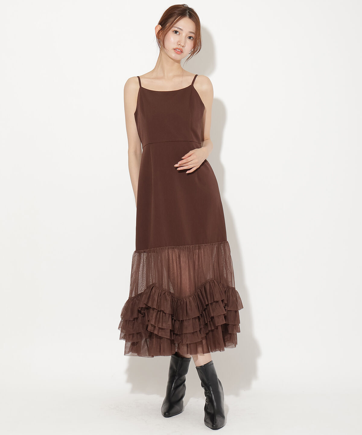 アンドクチュール「ジャケット&times;シアーチュールレイヤーワンピース」|ワンピース|