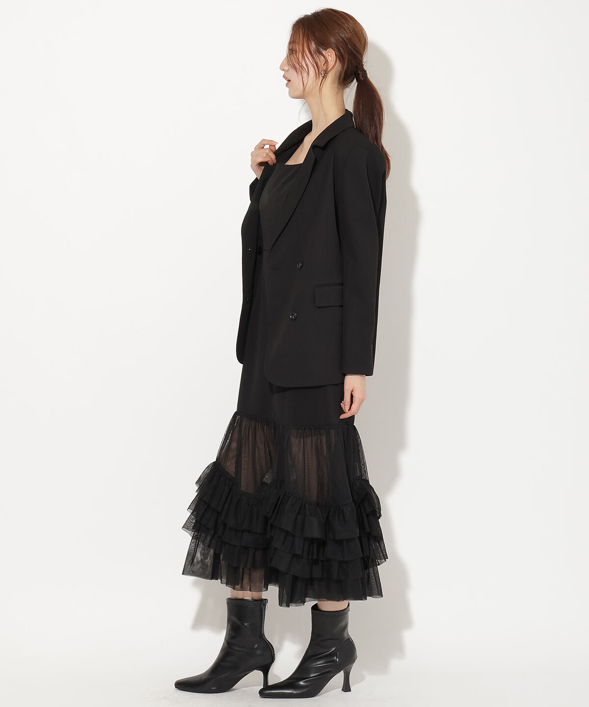 アンドクチュール「ジャケット&times;シアーチュールレイヤーワンピース」|ワンピース|