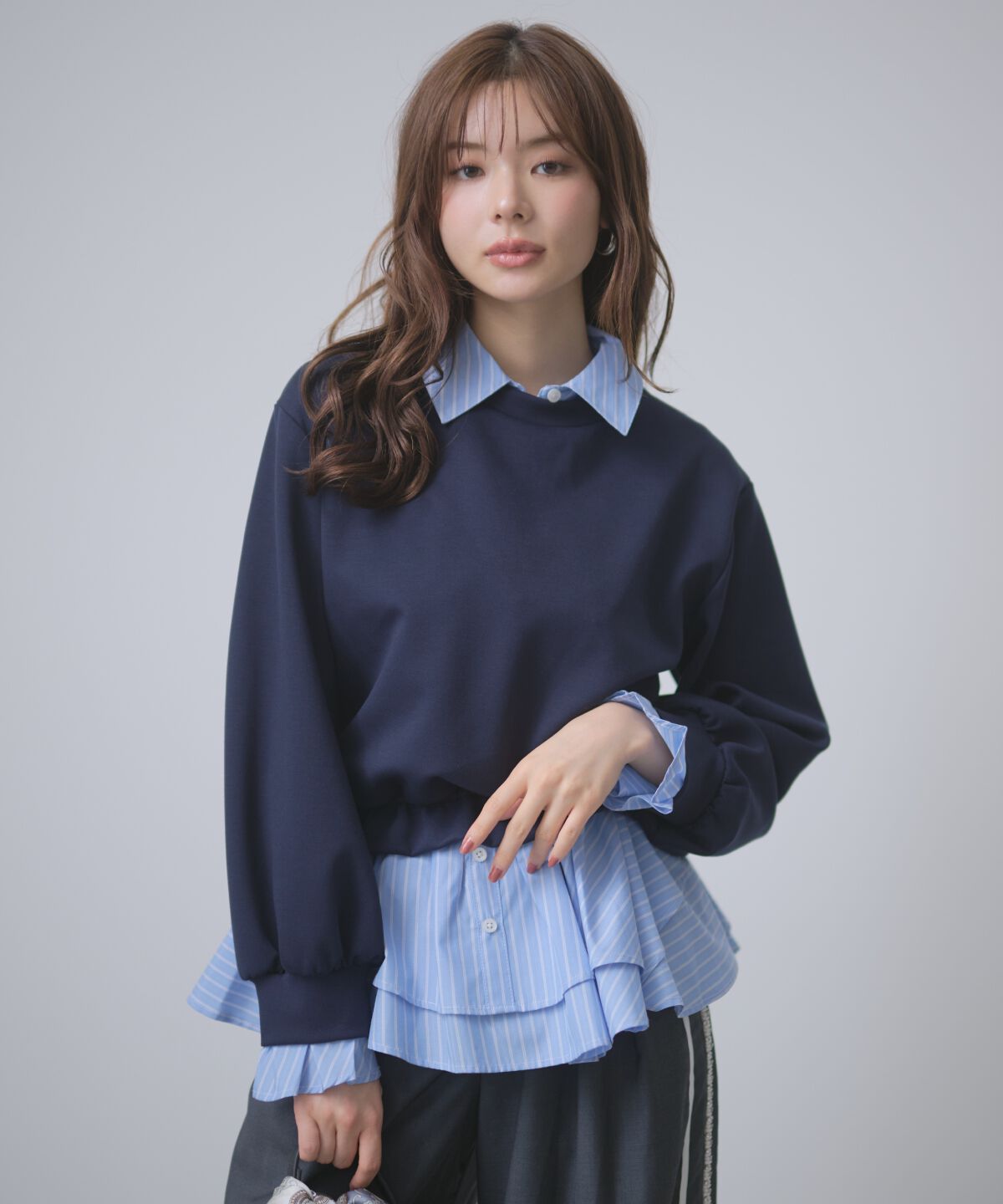 アンドクチュール「シャツレイヤードプルオーバー」|Tシャツ・カットソー|