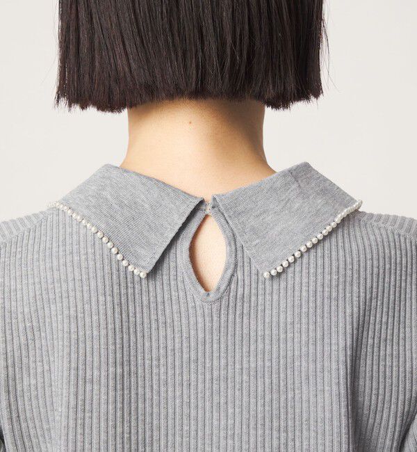 UNITED ARROWS green label relaxing「襟フェイクパール プリーツ ニット ワンピース」|ワンピース|