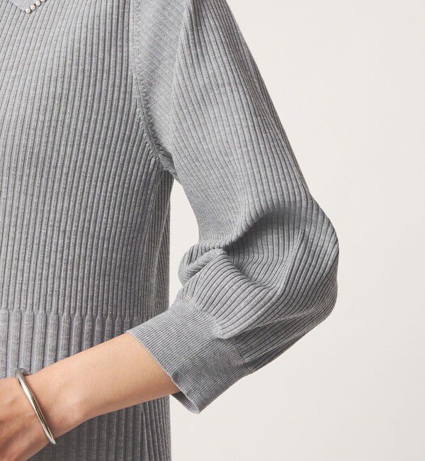 UNITED ARROWS green label relaxing「襟フェイクパール プリーツ ニット ワンピース」|ワンピース|