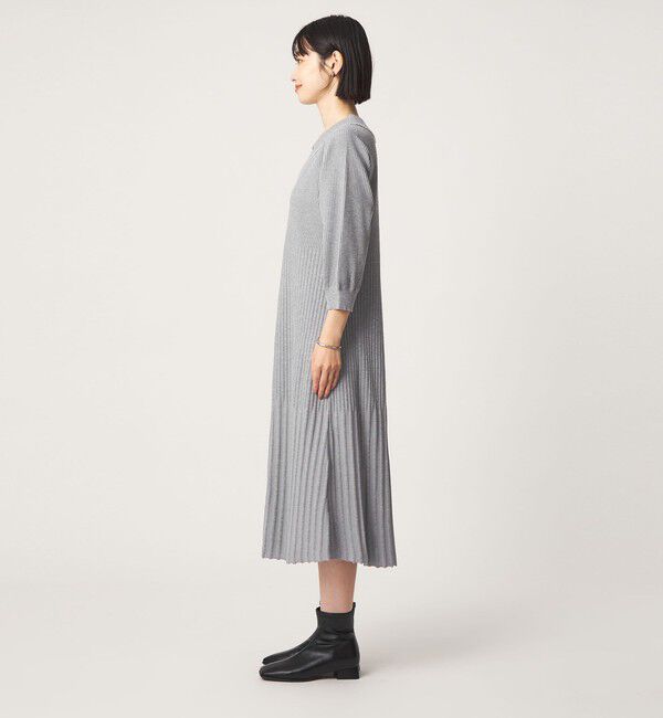 UNITED ARROWS green label relaxing「襟フェイクパール プリーツ ニット ワンピース」|ワンピース|