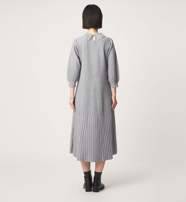UNITED ARROWS green label relaxing「襟フェイクパール プリーツ ニット ワンピース」|ワンピース|