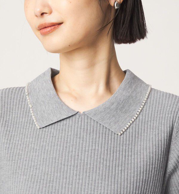 UNITED ARROWS green label relaxing「襟フェイクパール プリーツ ニット ワンピース」|ワンピース|