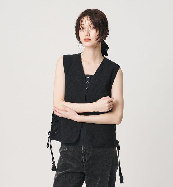 BEAUTY&YOUTH UNITED ARROWS「コットン エンブロイダリー キルティング レースアップ ベスト」|ベスト・ジレ|