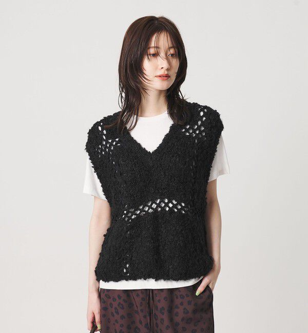 BEAUTY&YOUTH UNITED ARROWS「パッチワーク Vネック ニットベスト」|ベスト・ジレ|