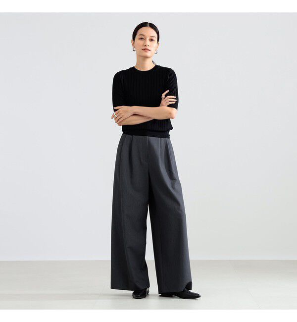 BEAMS SELECTION for WOMEN「SLOANE / 18ゲージ シルク クルーネック ハーフスリーブ ニット」|ニット・セーター|