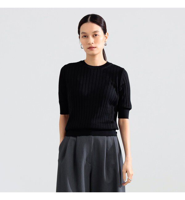 BEAMS SELECTION for WOMEN「SLOANE / 18ゲージ シルク クルーネック ハーフスリーブ ニット」|ニット・セーター|