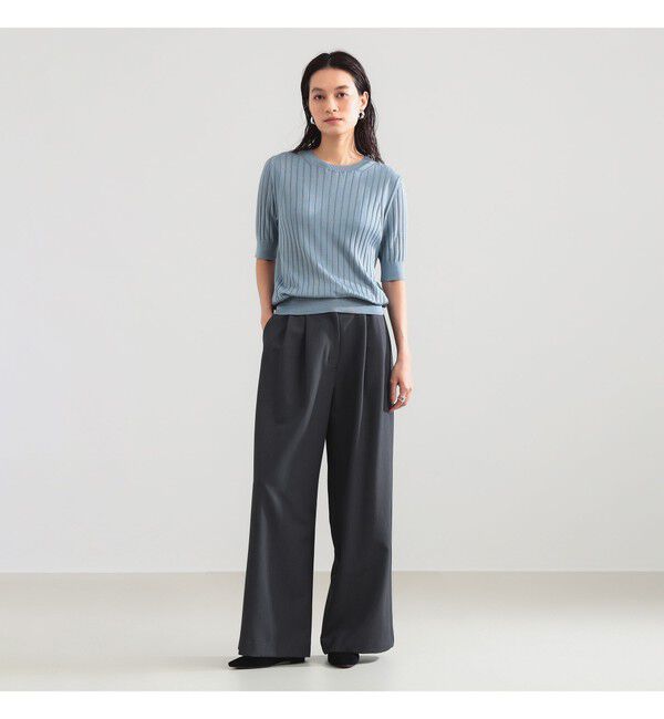 BEAMS SELECTION for WOMEN「SLOANE / 18ゲージ シルク クルーネック ハーフスリーブ ニット」|ニット・セーター|