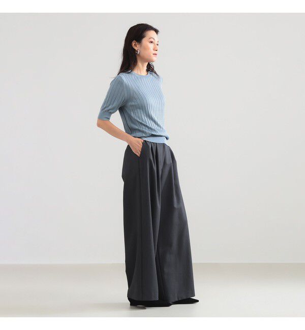 BEAMS SELECTION for WOMEN「SLOANE / 18ゲージ シルク クルーネック ハーフスリーブ ニット」|ニット・セーター|