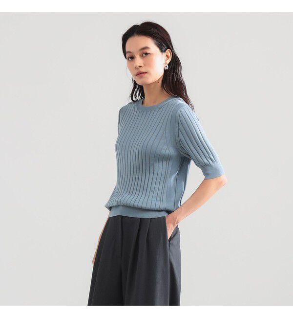 BEAMS SELECTION for WOMEN「SLOANE / 18ゲージ シルク クルーネック ハーフスリーブ ニット」|ニット・セーター|