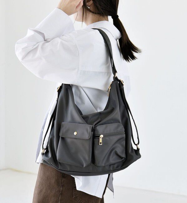 quaranciel「〈撥水加工〉3WAY ナイロン リュック / ショルダーバッグ（A4対応）」|ショルダー・メッセンジャー|
