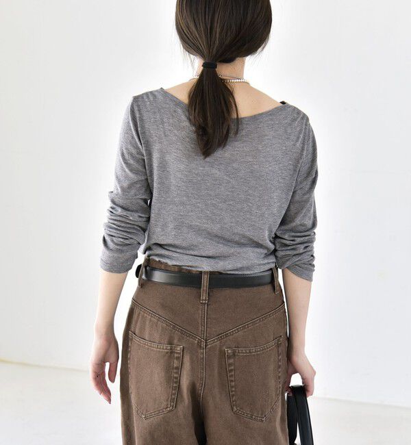 quaranciel「〈手洗い可能〉ウール ミックス シアー ボートネック プルオーバー」|Tシャツ・カットソー|