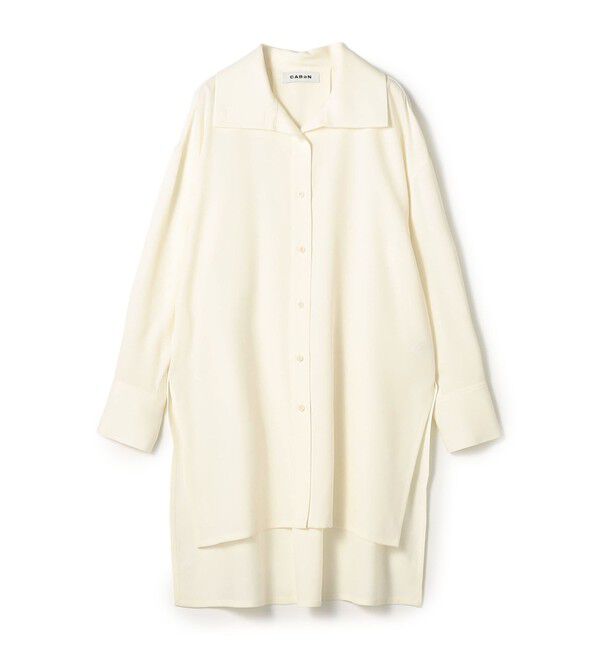 CABaN「ウールツイル ハイネックロングシャツワンピース」|ワンピース|11 ホワイト