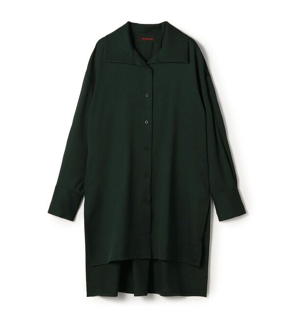 CABaN「ウールツイル ハイネックロングシャツワンピース」|ワンピース|55 グリーン