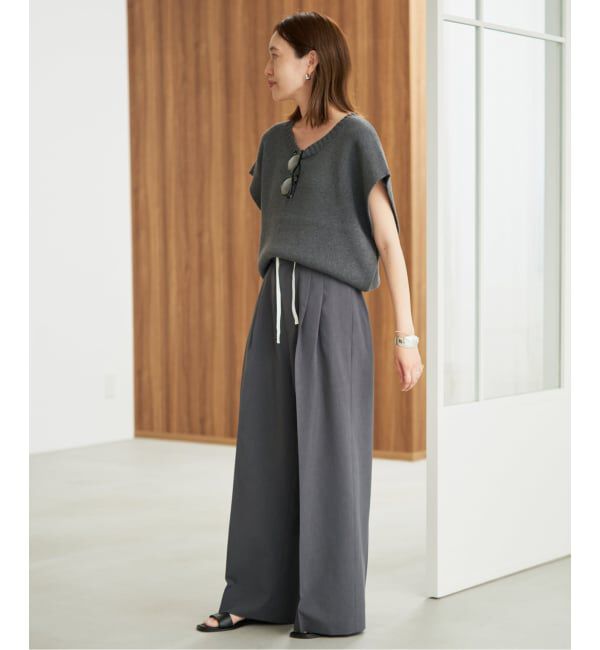 SLOBE IENA「《接触冷感/UVカット/吸水速乾/4サイズ展開》ワイドスラックス」|スラックス|