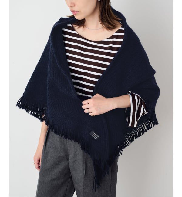 SLOBE IENA「《予約》John Branigan accessories/ジョンブラニガン フリンジストール」|ストール|ネイビー