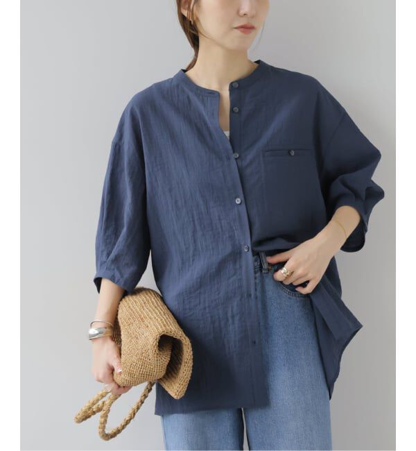 JOURNAL STANDARD relume「タックハーフスリーブシャツ」|シャツ・ブラウス|ネイビー