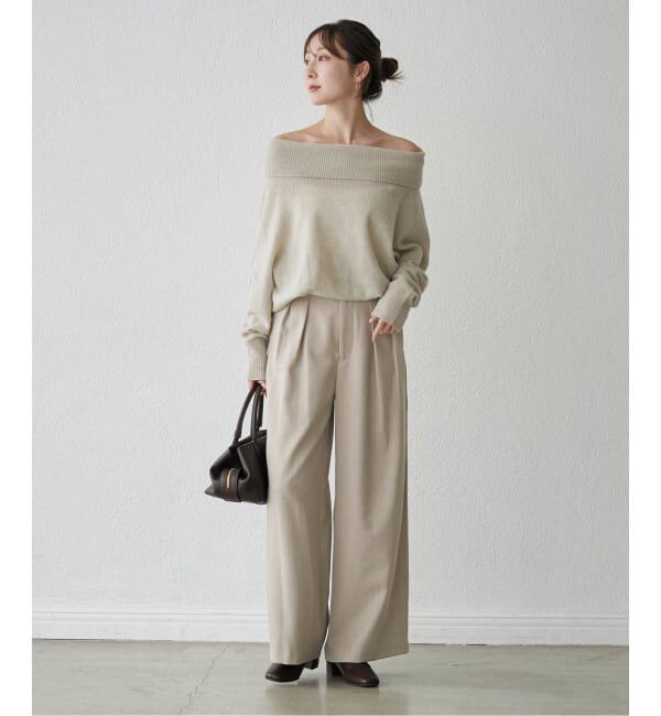 NOBLE「インタックワイドパンツ」|スラックス|