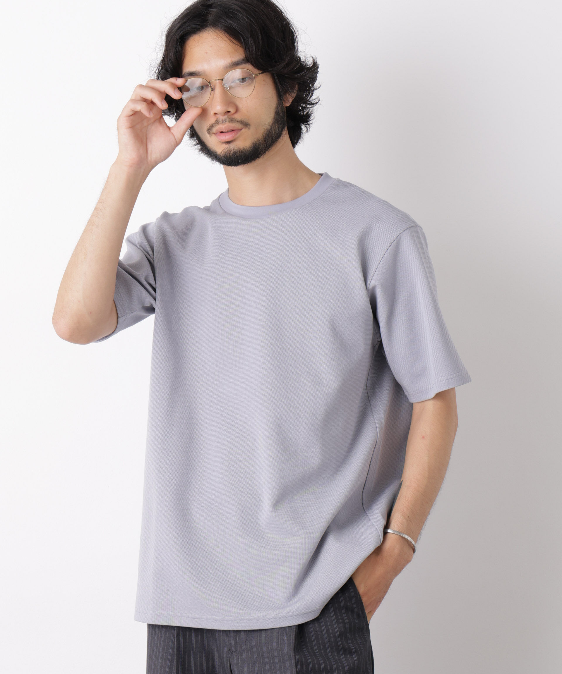 NANO universe「60サーフニットTシャツ 半袖」|Tシャツ・カットソー|L.グレー1