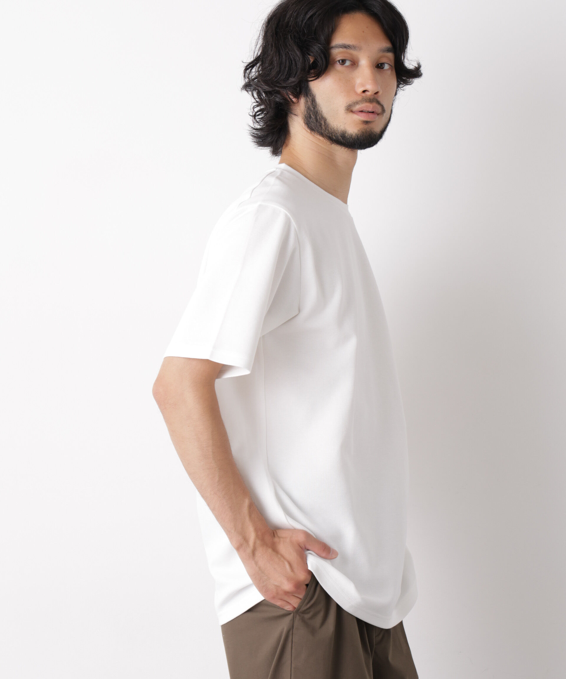NANO universe「60サーフニットTシャツ 半袖」|Tシャツ・カットソー|ホワイト