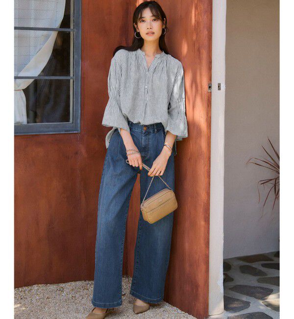 23区「【FUDGE掲載/接触冷感】23区DENIM サマー タック ワイド パンツ」|その他|